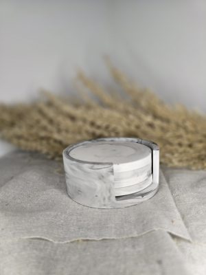 Χειροποίητο γύψινο Σετ ''4 coasters με βάση''