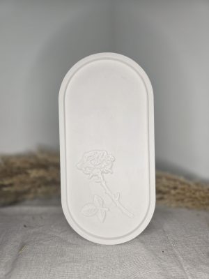 Χειροποίητη γύψινη βάση με ανάγλυφο τριαντάφυλλο