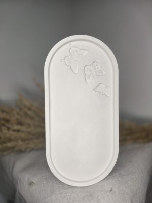 Χειροποίητη  γύψινη βάση με ανάγλυφες πεταλούδες