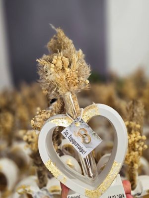 Βάζο καρδιά με αποξηραμένα λουλούδια - Μπομπονιέρα