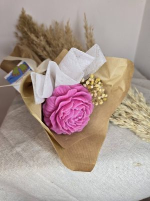 Μπουκέτο με χειροποίητο αρωματικό κερί παιώνια - Μπομπονιέρα