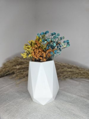 Εξάγωνο βάζο με αποξηραμένα λουλούδια - Μπομπονιέρα