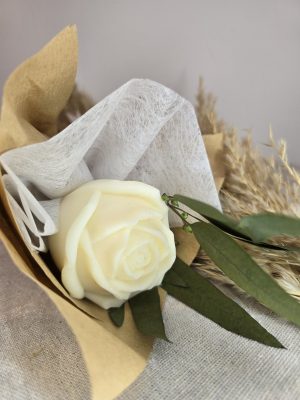 Μπουκέτο με χειροποίητο αρωματικό κερί τριαντάφυλλο - Μπομπονιέρα