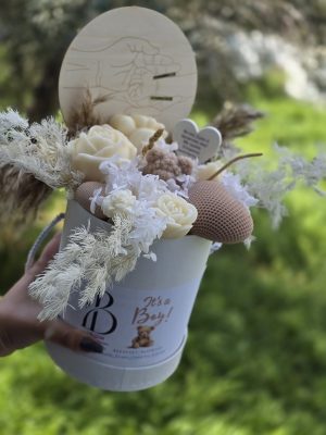 Μπουκέτο λουλουδιών από αρωματικά κεριά - Μπεζ αποχρώσεων – It’s a baby